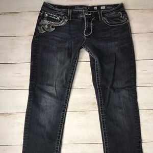 Miss Me size 32 distressed black straight jeans